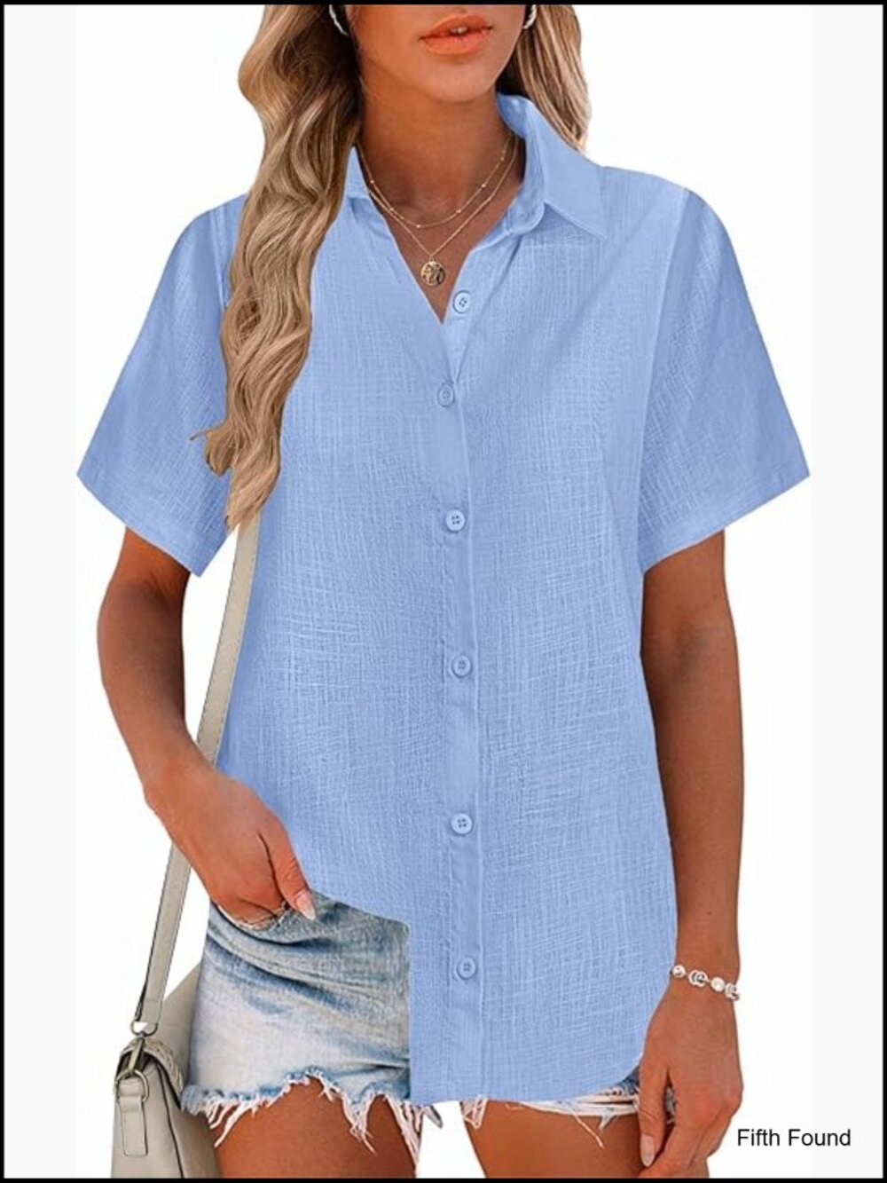 Linen Button Down Shirt Short Sleeve Blouse Business Casual Summer Top